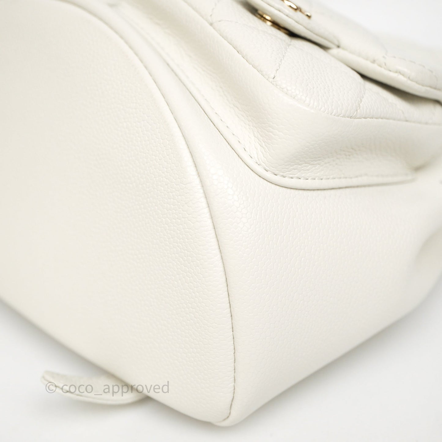 Chanel Duma Backpack Medium White Caviar Gold Hardware