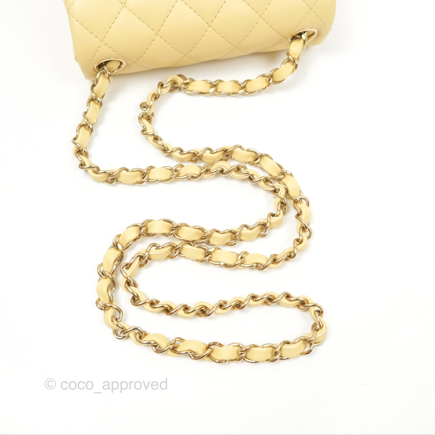 Chanel Mini Square Quilted Yellow Lambskin Gold Hardware