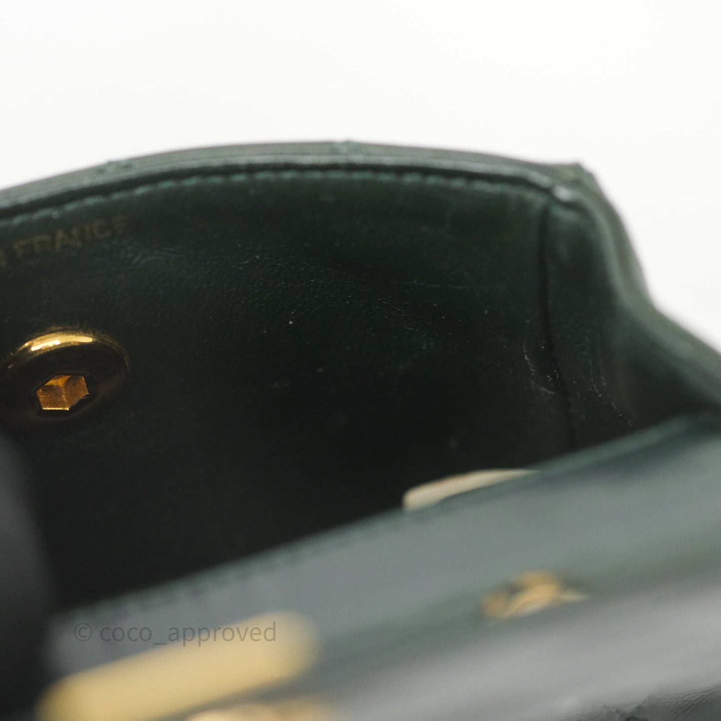 Chanel Vintage Mini Flap Bag Dark Green Lambskin Gold Hardware