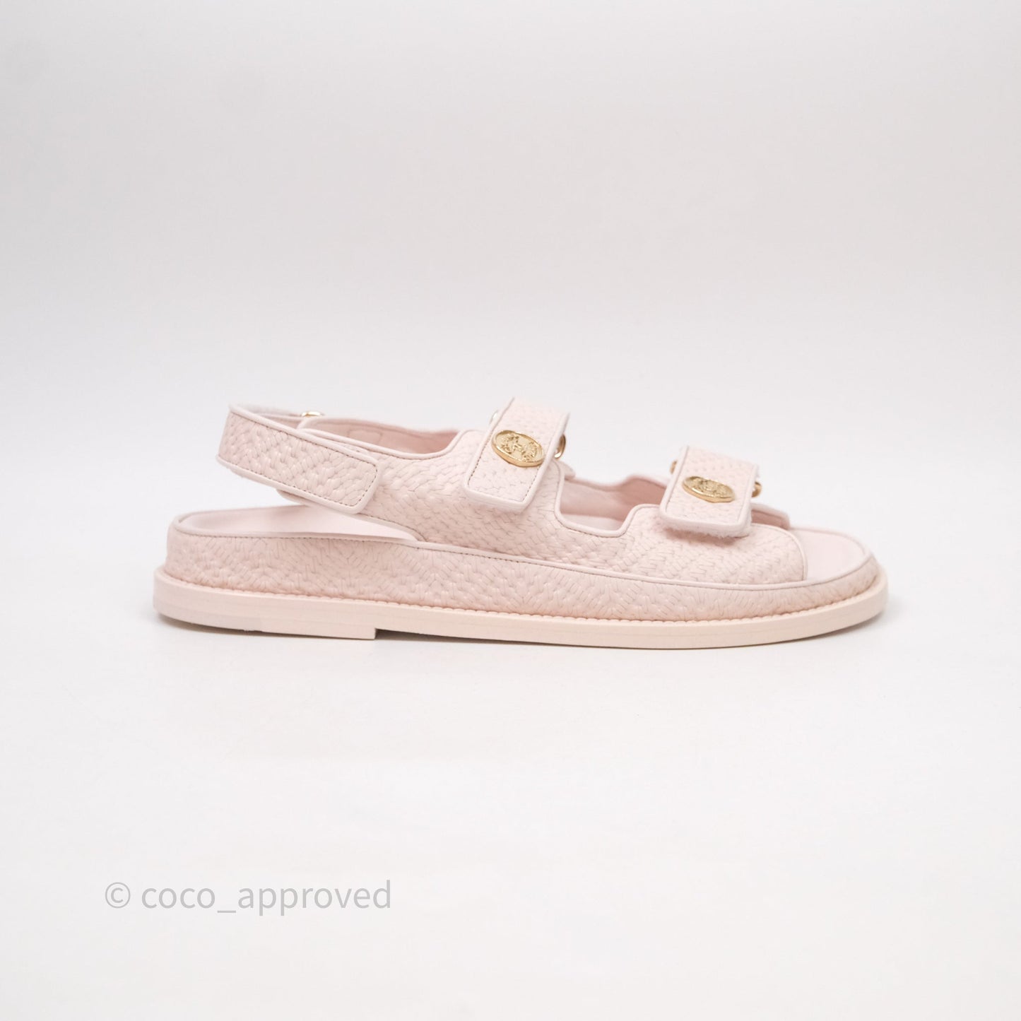Chanel Dad Sandals Medallion Light Pink Size 39