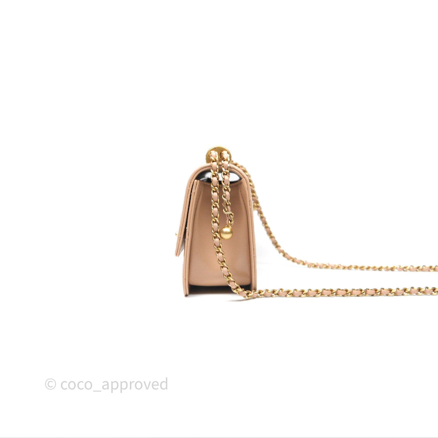 Chanel Quilted Mini Perfect Fit Adjustable Beige Calfskin Gold Hardware
