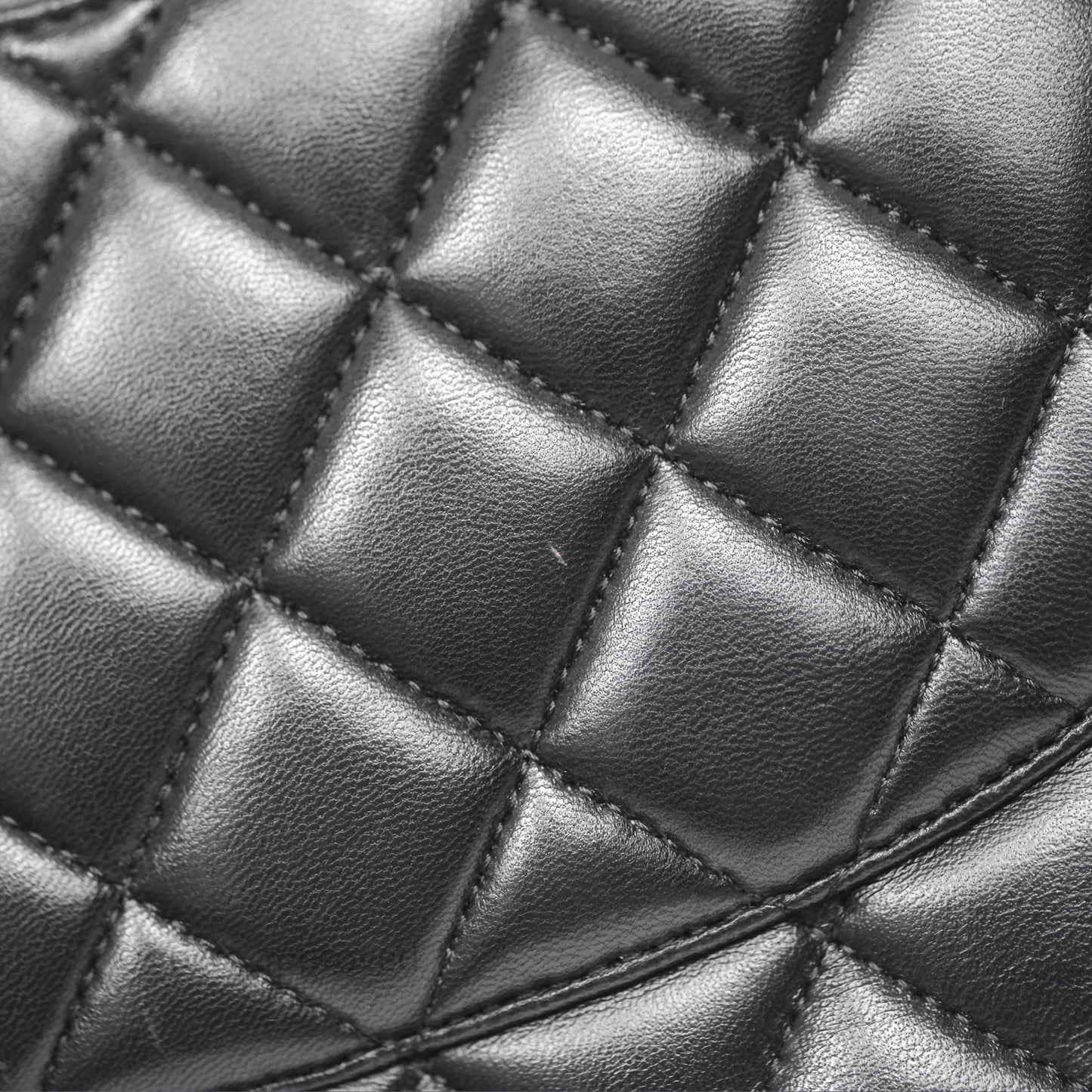 Chanel Classic M/L Medium Flap Quilted Black Lambskin Silver Hardware