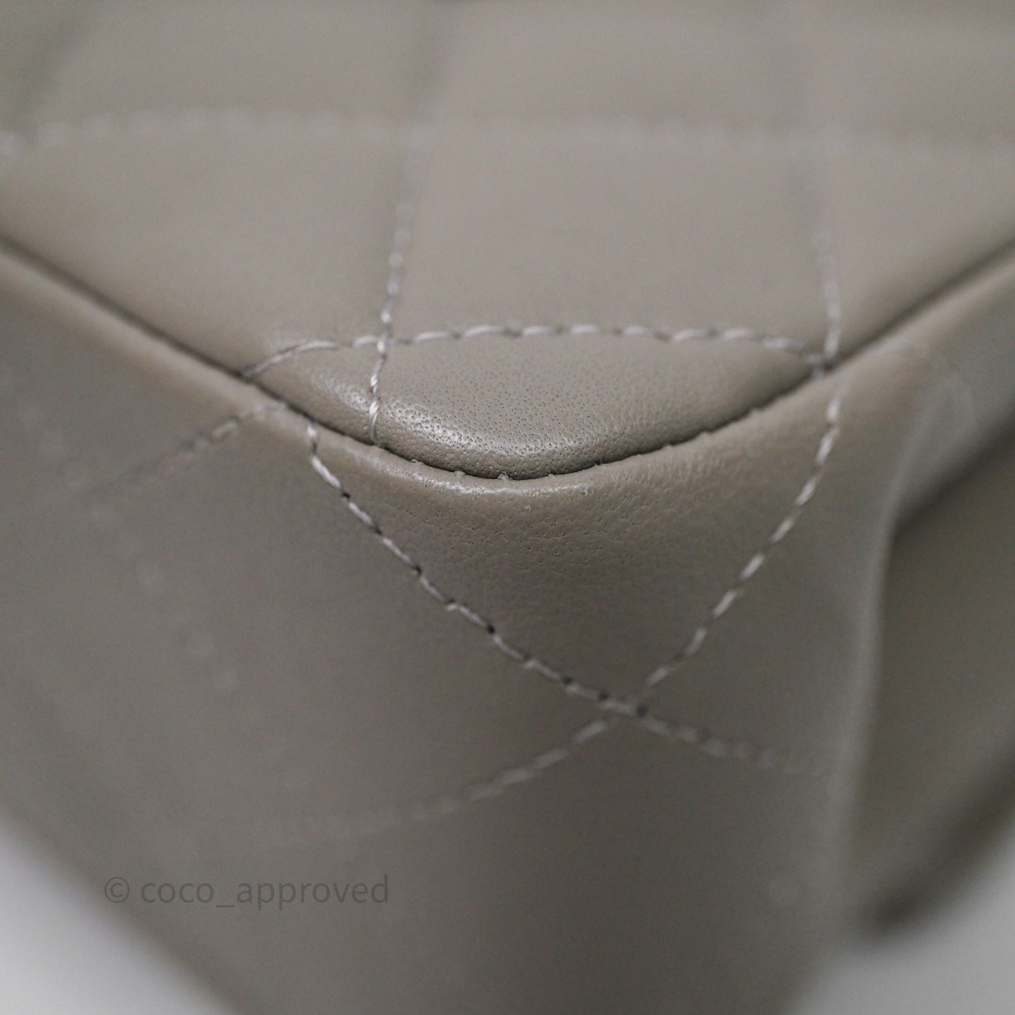 Chanel Classic M/L Medium Flap Quilted Grey Lambskin Silver Hardware
