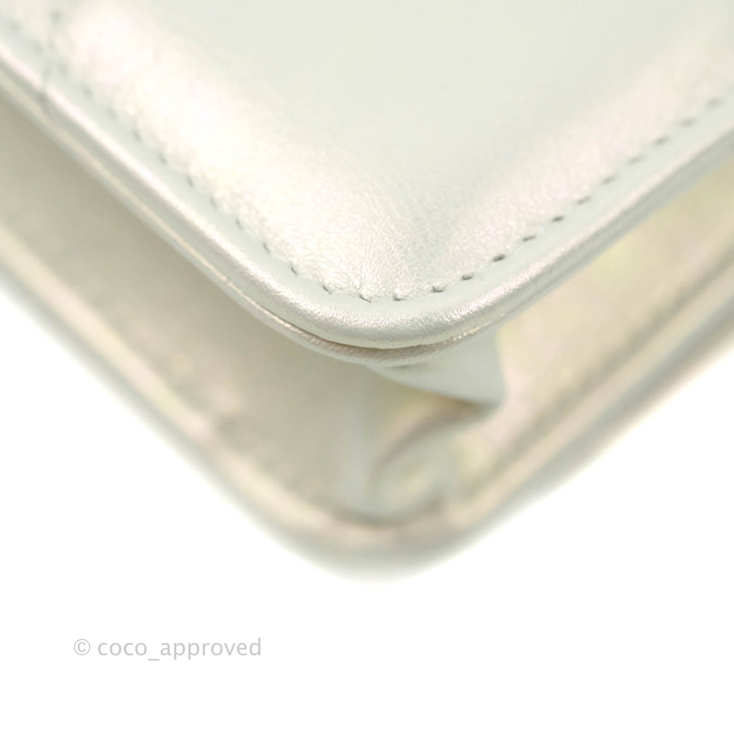 Chanel 19 Quilted Wallet on Chain WOC Iridescent White Mixed Hardware