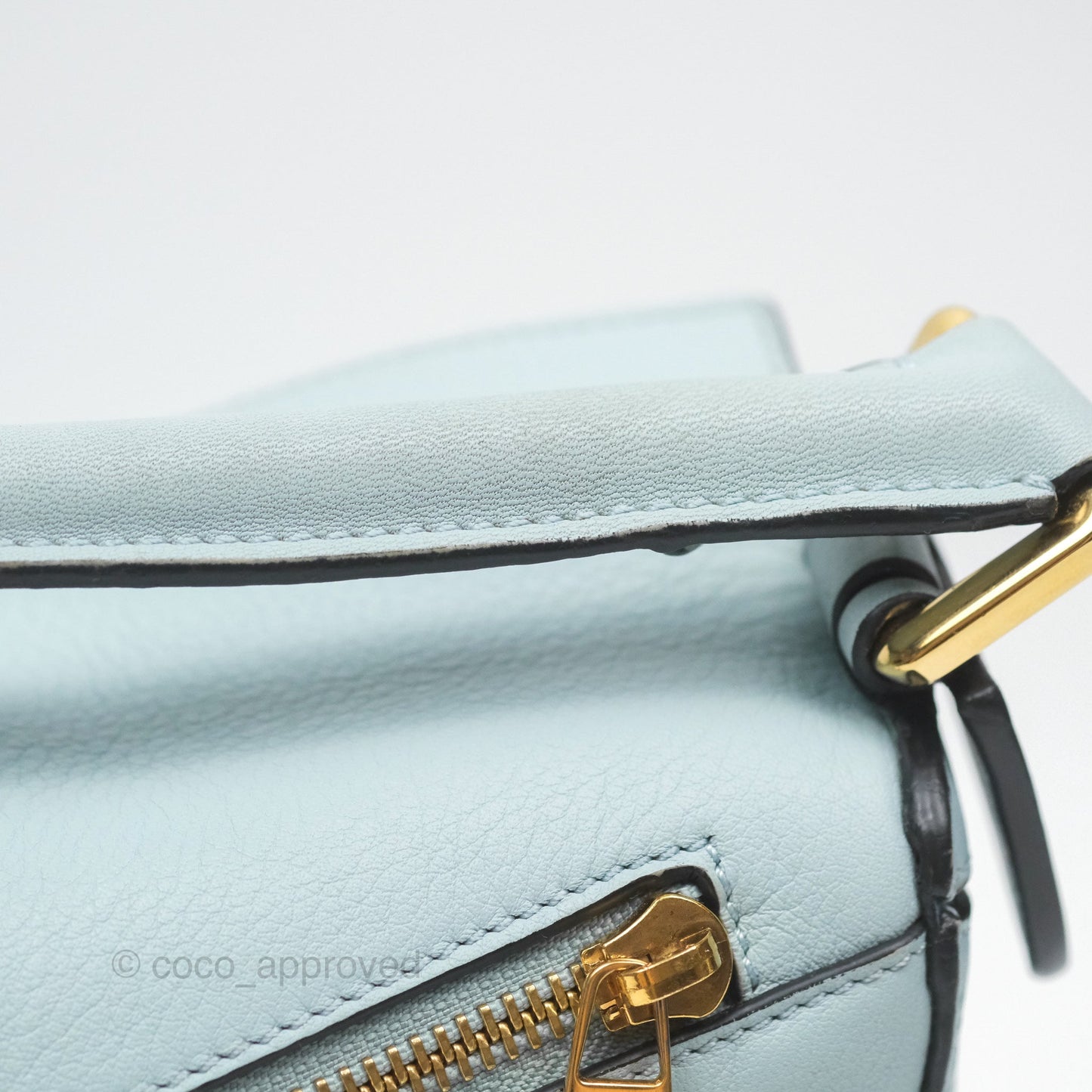 Loewe Small Puzzle Bag Blue Grained Calfskin Gold Hardware