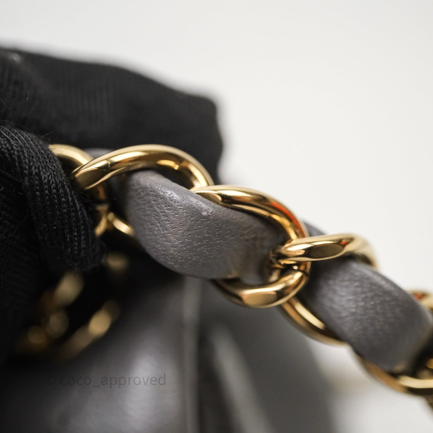 Chanel Mini Square Quilted Grey Lambskin Gold Hardware