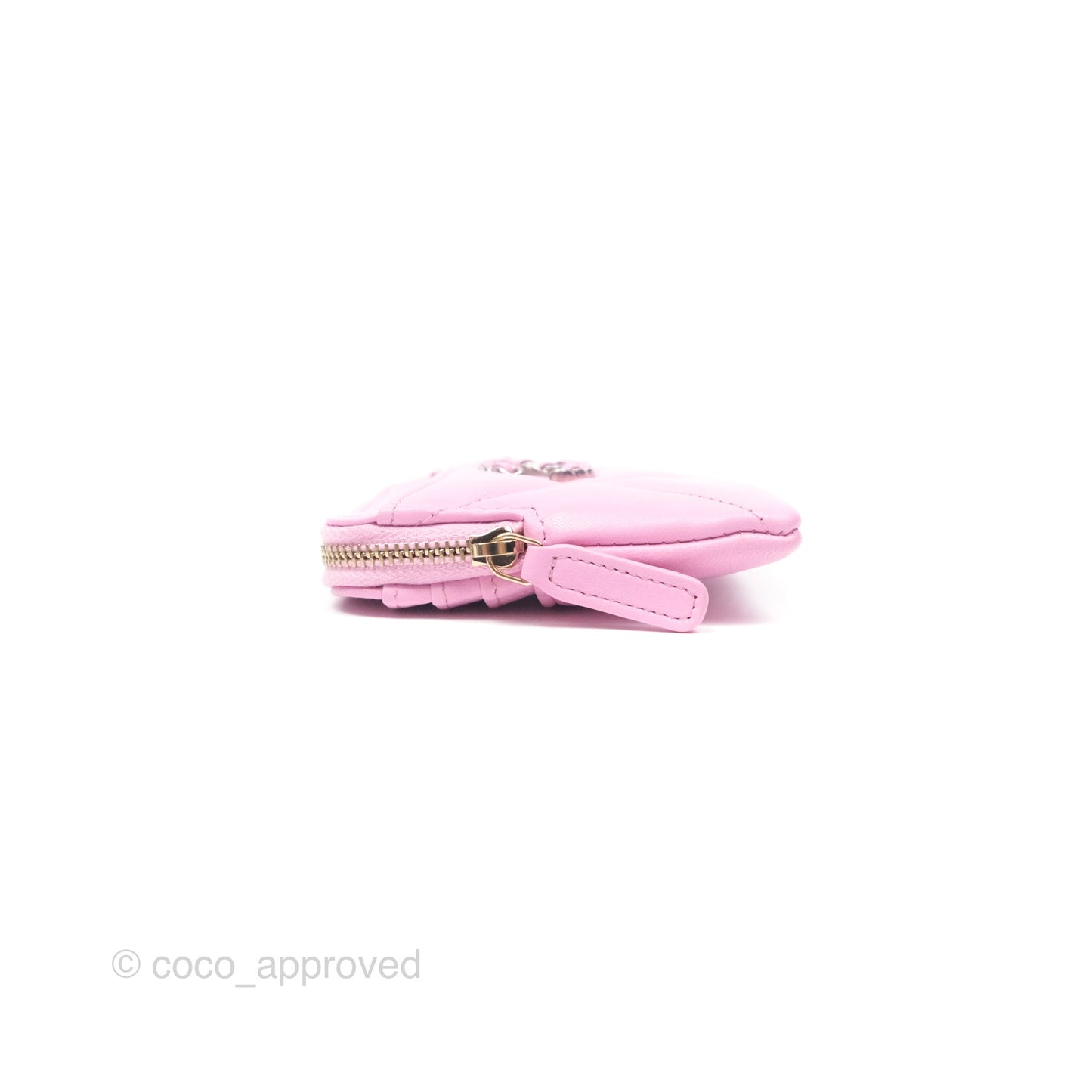 Chanel 19 Zipped Coin Purse Card Holder Pink Lambskin