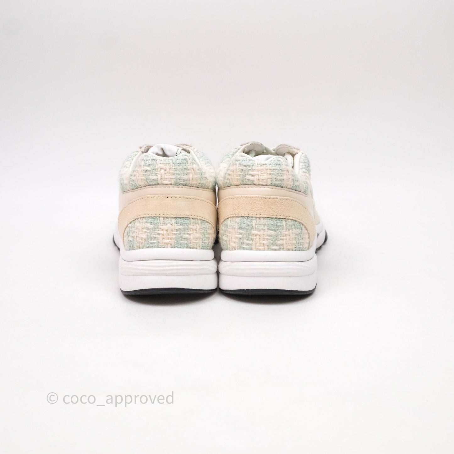 Chanel CC Sneakers Beige/ Blue Tweed Size 39