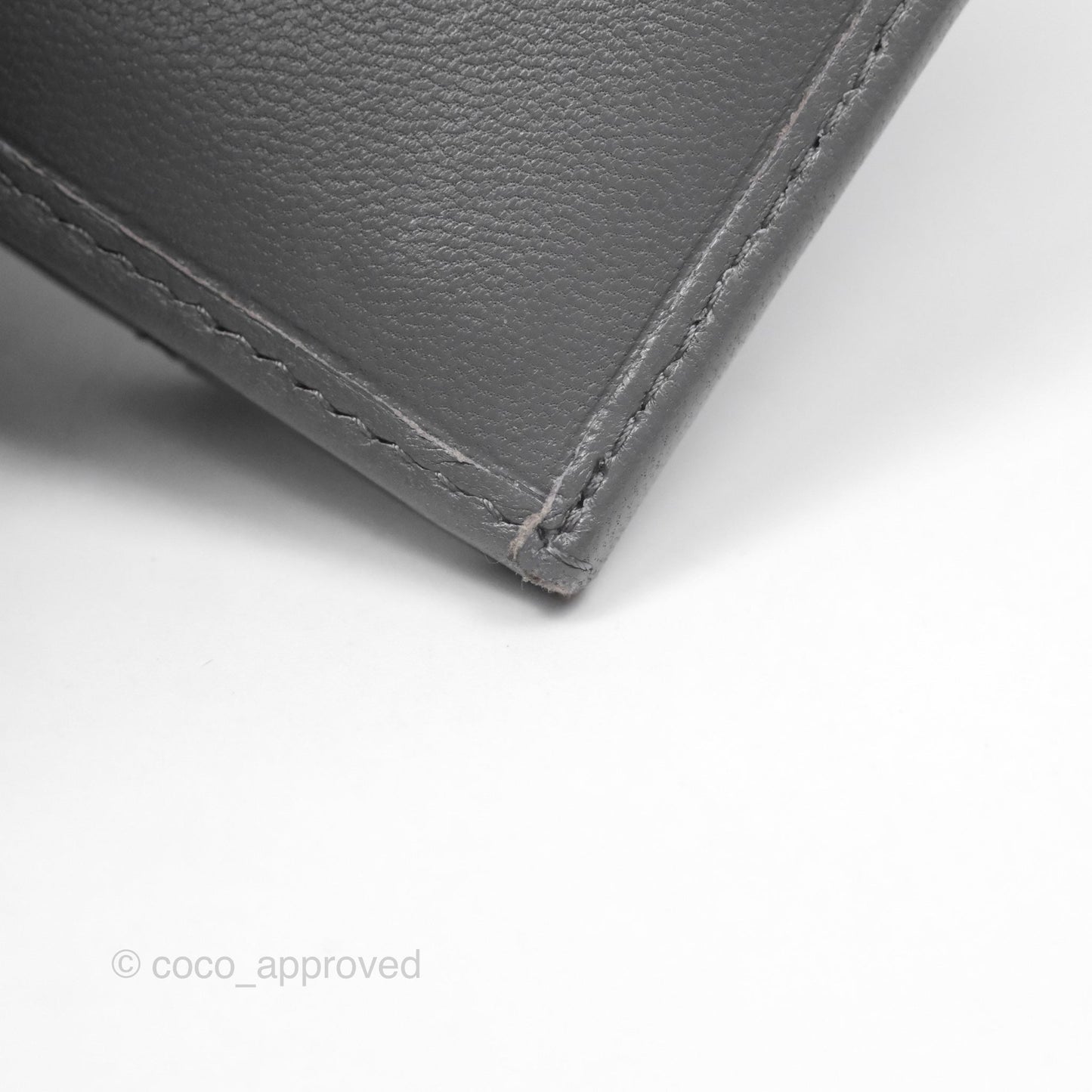 Chanel 19 Grey Short Trifold Wallet Lambskin Silver Hardware