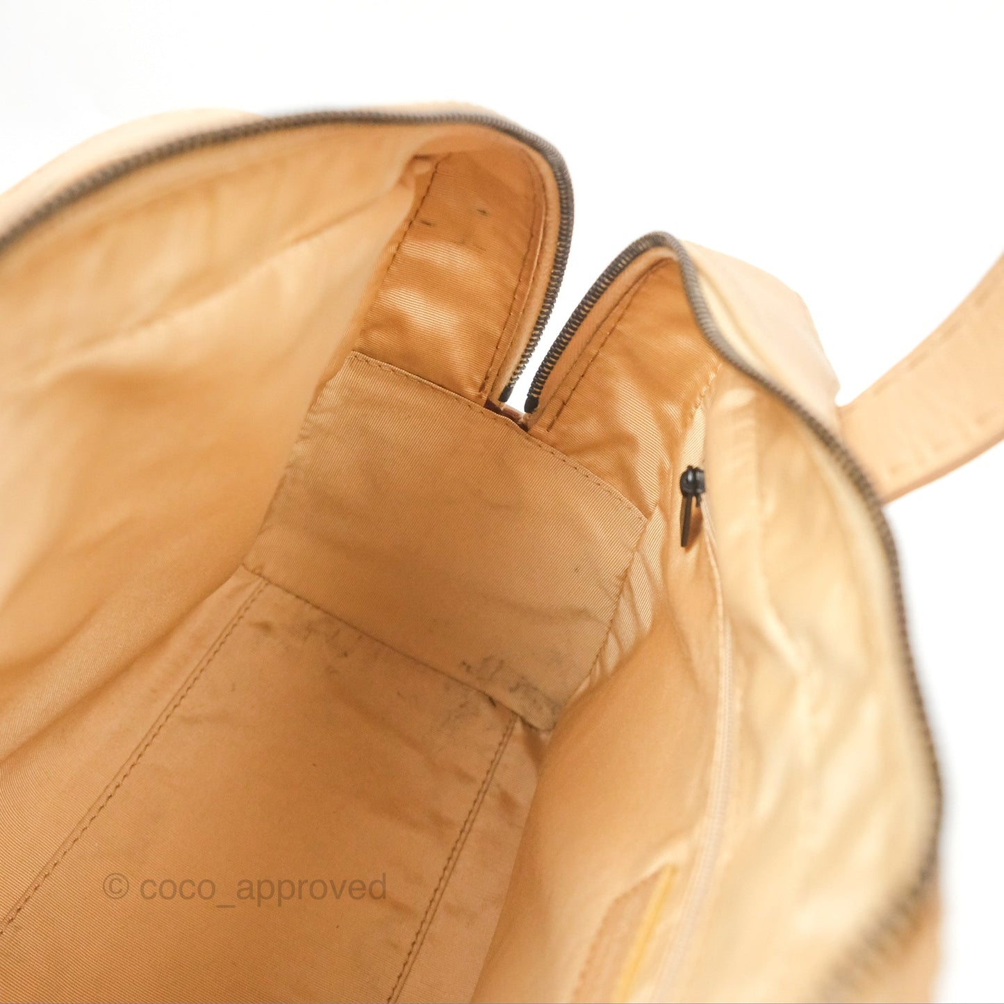 Chanel Contrast Stitch Surpique Bowler Bag Beige Calfskin Matte Black Hardware