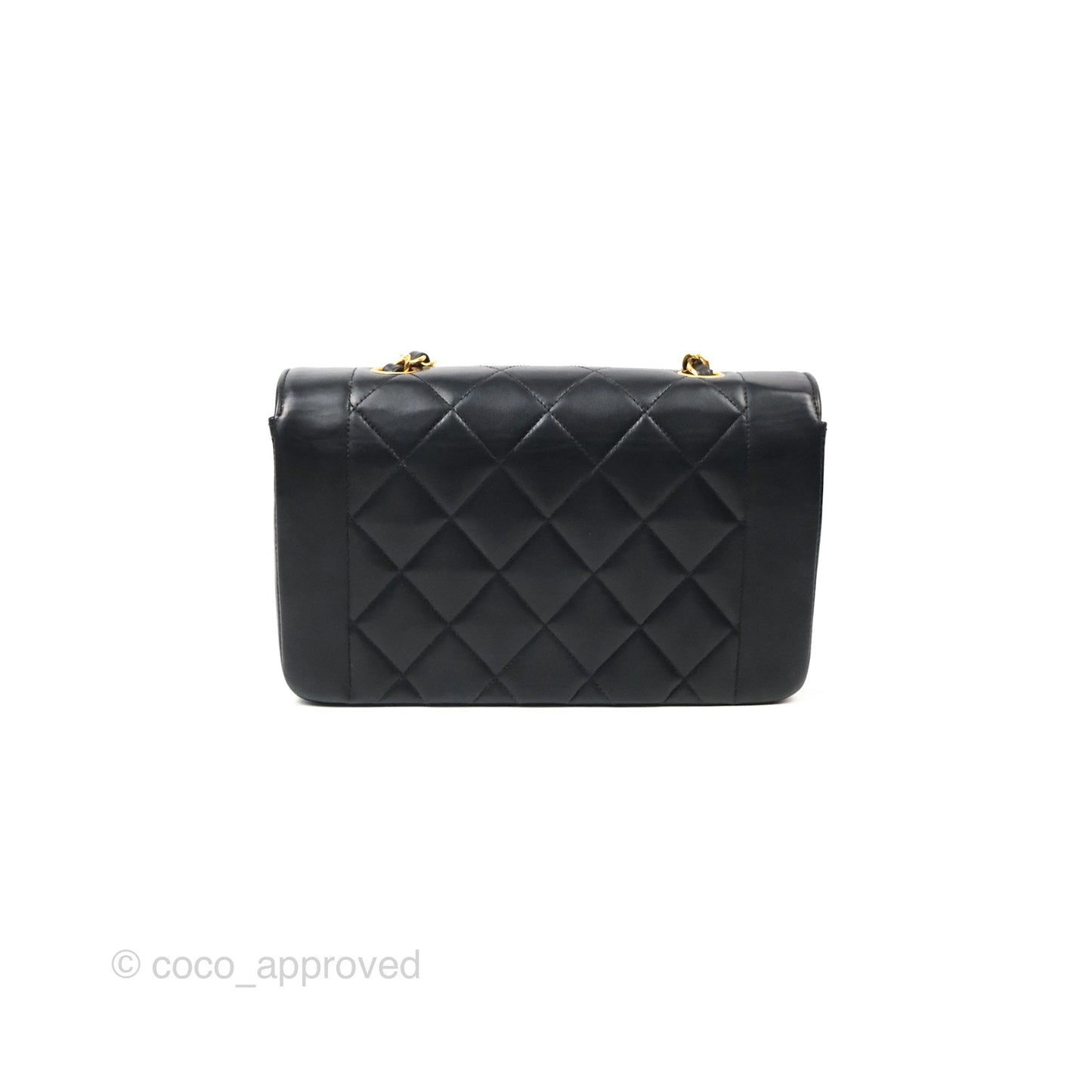 Chanel Vintage Small Quilted Classic Diana Flap Bag Black Lambskin 24K Gold Hardware