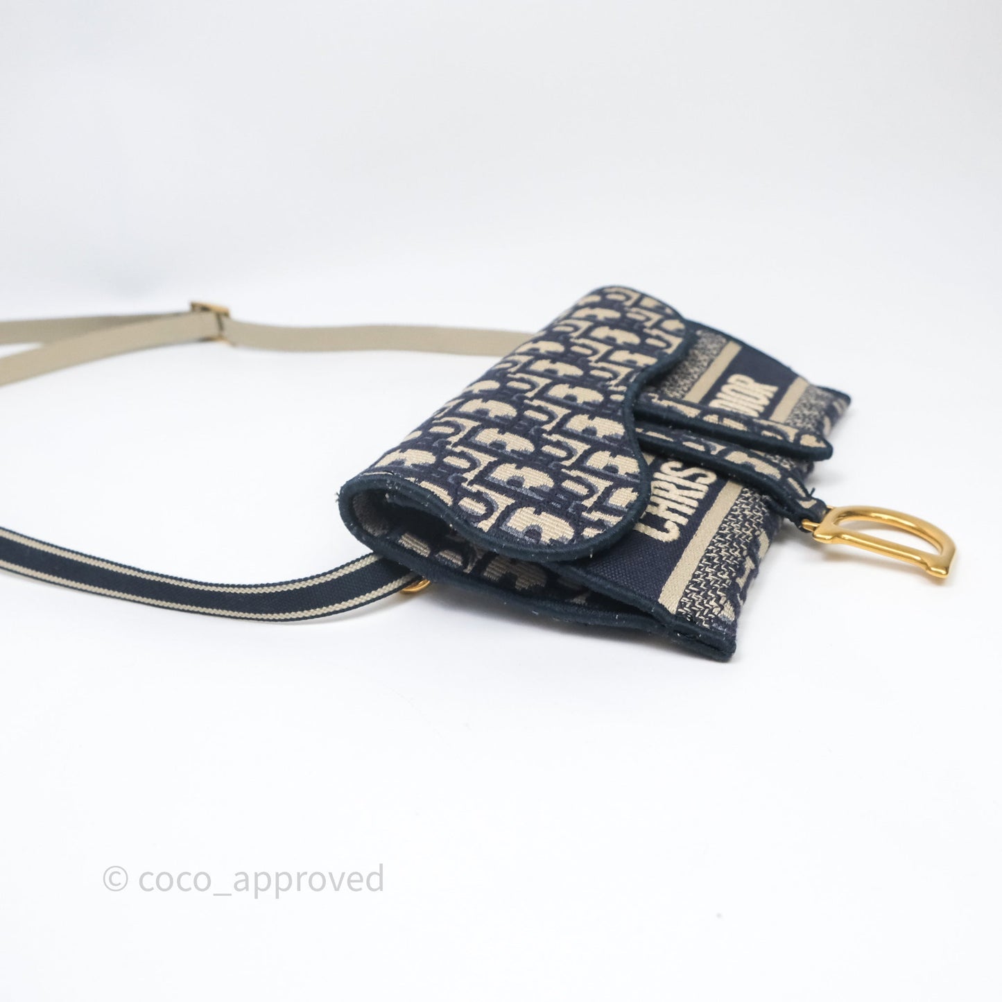 Christian Dior Navy Oblique Slim Saddle Pouch