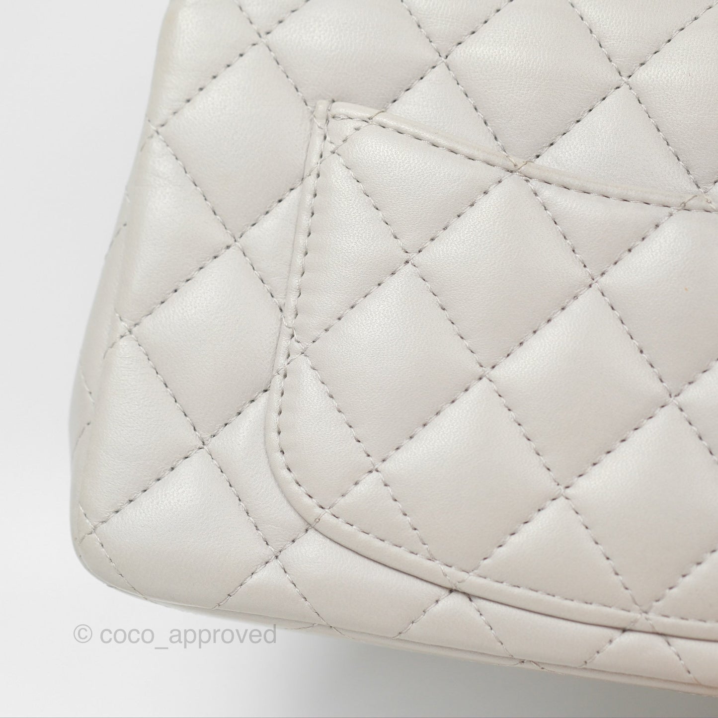 Chanel Top Handle Mini Rectangular Flap Bag Light Grey Lambskin Aged Gold Hardware