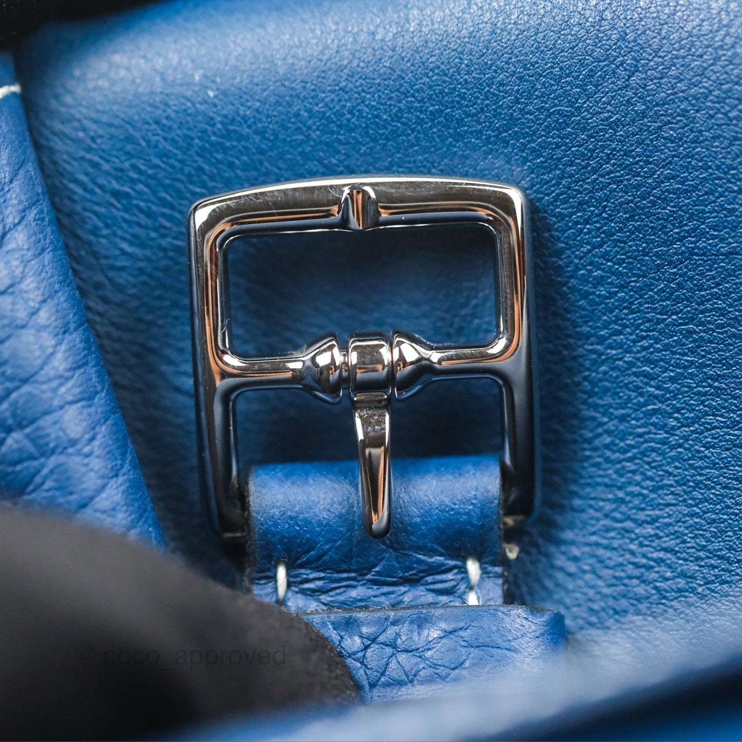 Hermès Halzan 31 Deep Blue S4 Clemence Palladium Hardware