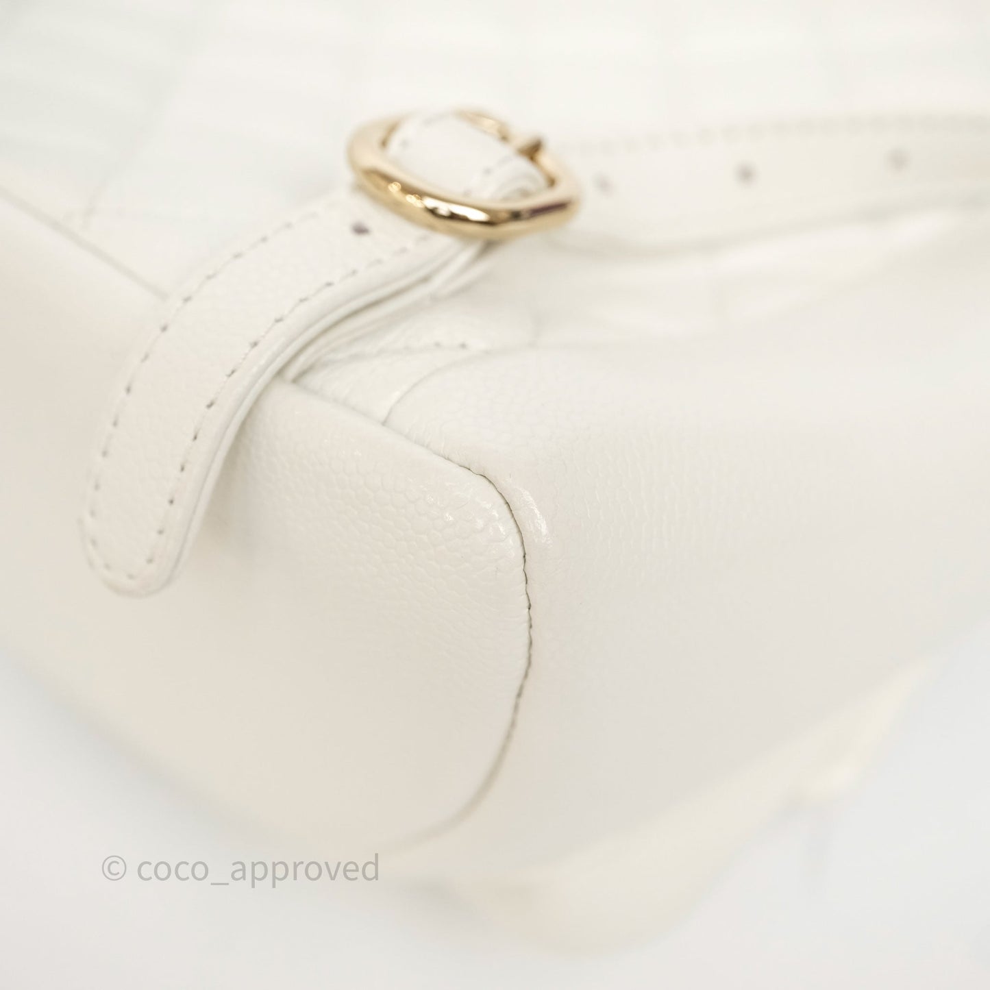 Chanel Duma Backpack Medium White Caviar Gold Hardware