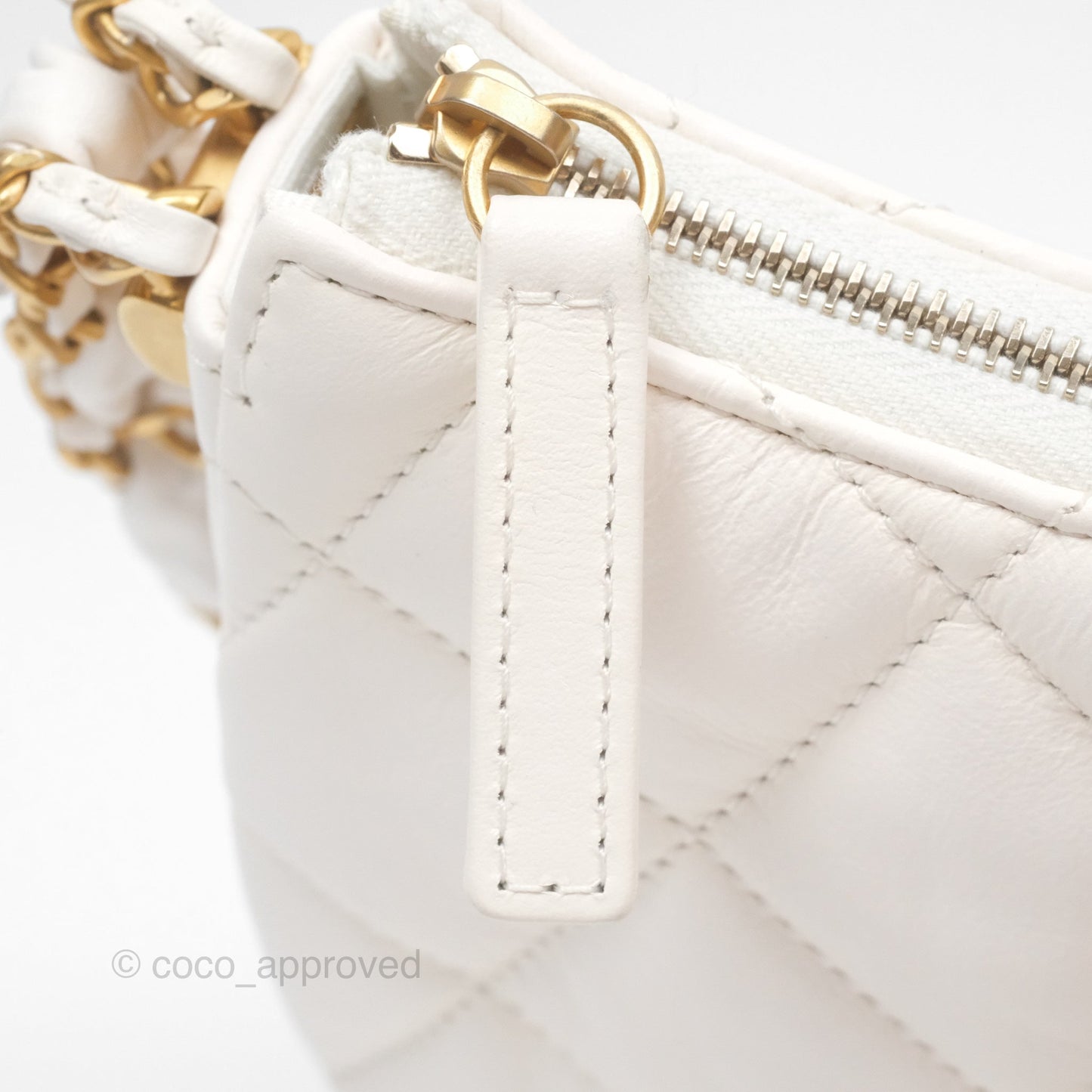 Chanel Hobo Bag White Aged Calfskin Aged Gold Hardware