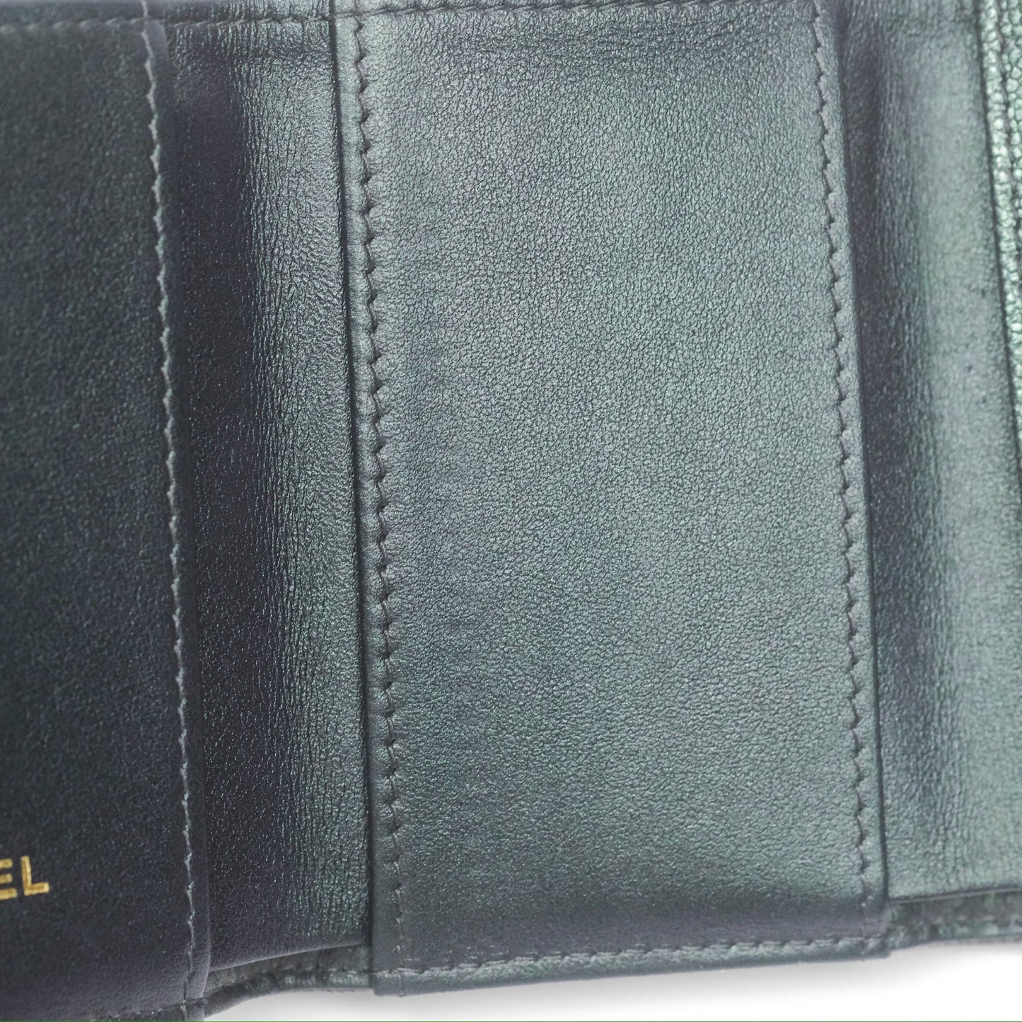 Chanel Quilted White CC Short Wallet Iridescent Green Purple Gold Hardware