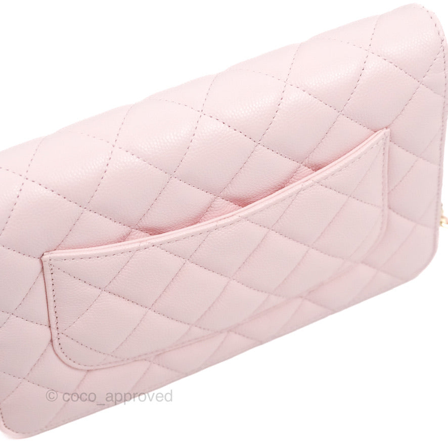 Chanel Quilted Classic Wallet on Chain WOC Pink Caviar Gold Hardware