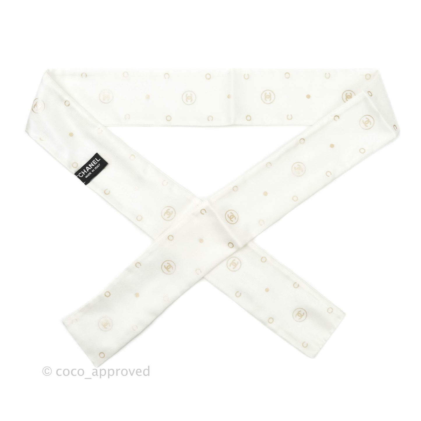 Chanel CC Silk Twilly in White Rose Gold
