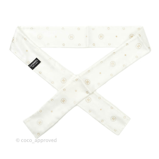 Chanel CC Silk Twilly in White Rose Gold