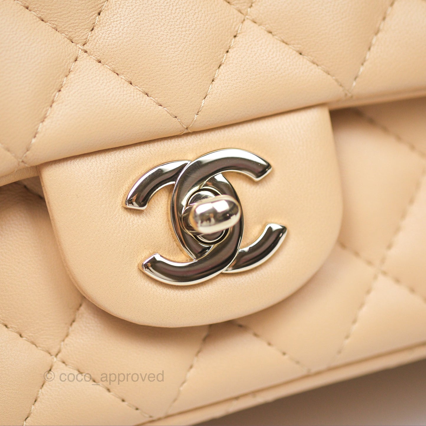 Chanel Quilted Mini Rectangular Beige Lambskin Gold Hardware