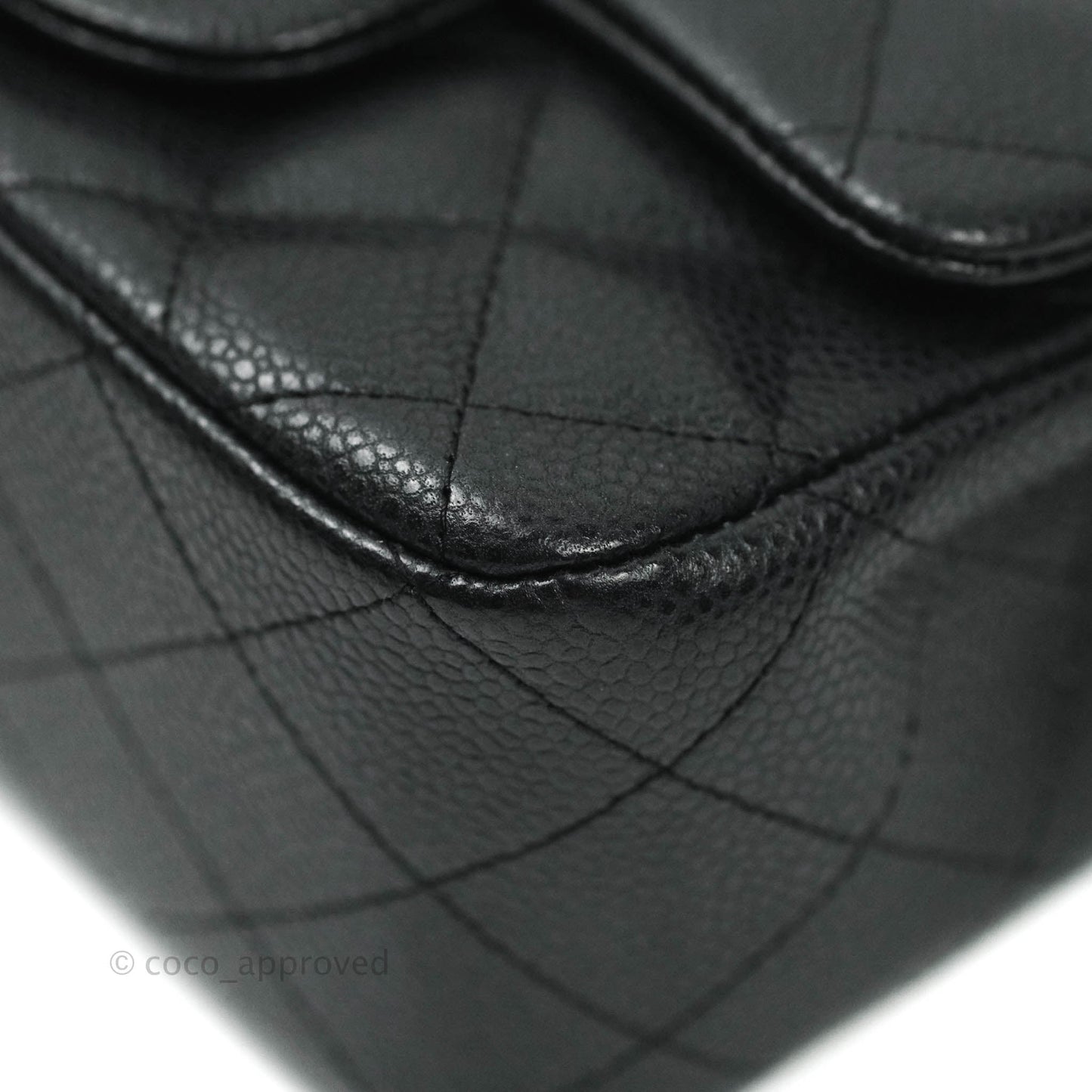Chanel Mini Square Charcoal Black Caviar Matte Gold Hardware