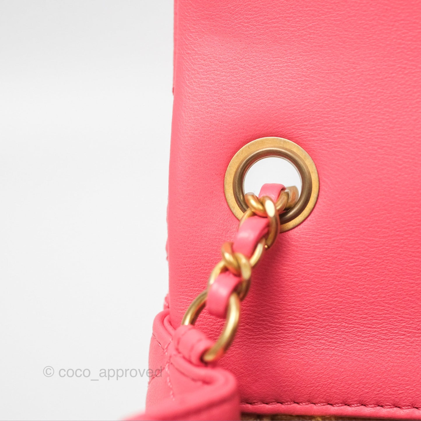 Chanel Pearl Crush Mini Rectangular Pink Lambskin Aged Gold Hardware