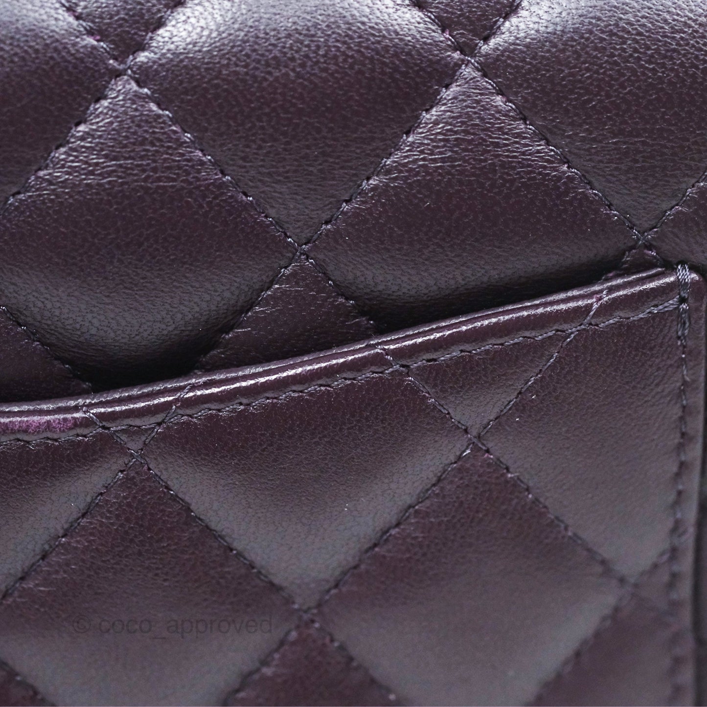 Chanel Quilted Mini Square Dark Purple Lambskin Silver Hardware