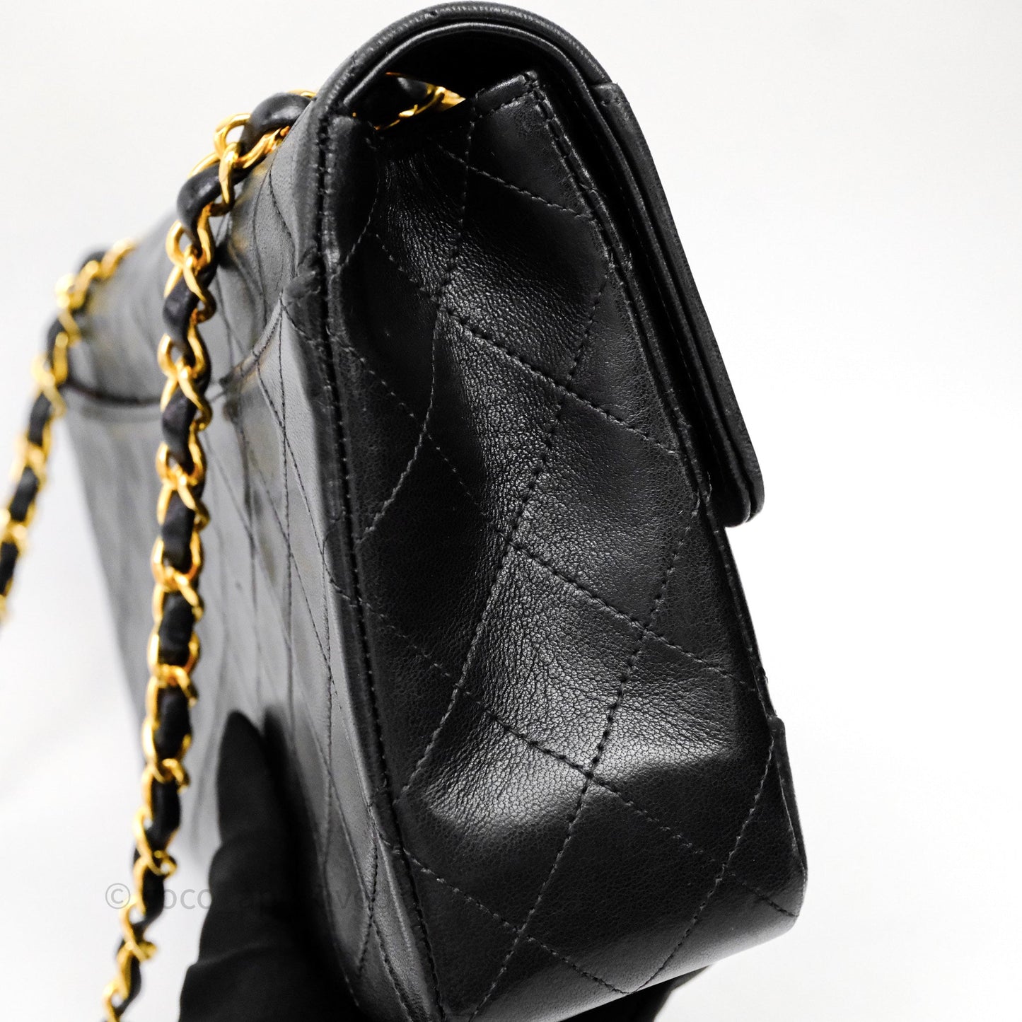 Chanel Matelasse Flap Bag Lambskin Black 24K Gold Hardware