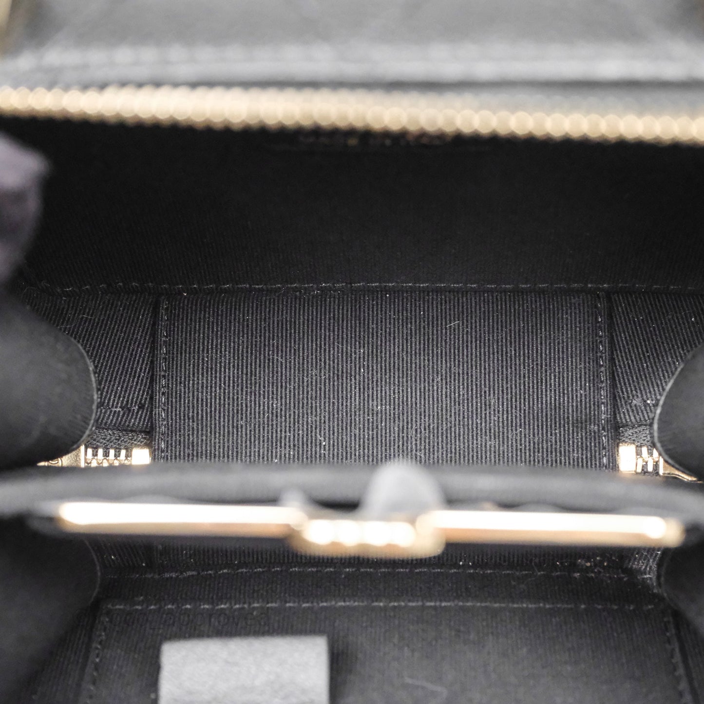 Chanel Quilted Top Handle Mini Vanity Case Black Caviar Gold Hardware