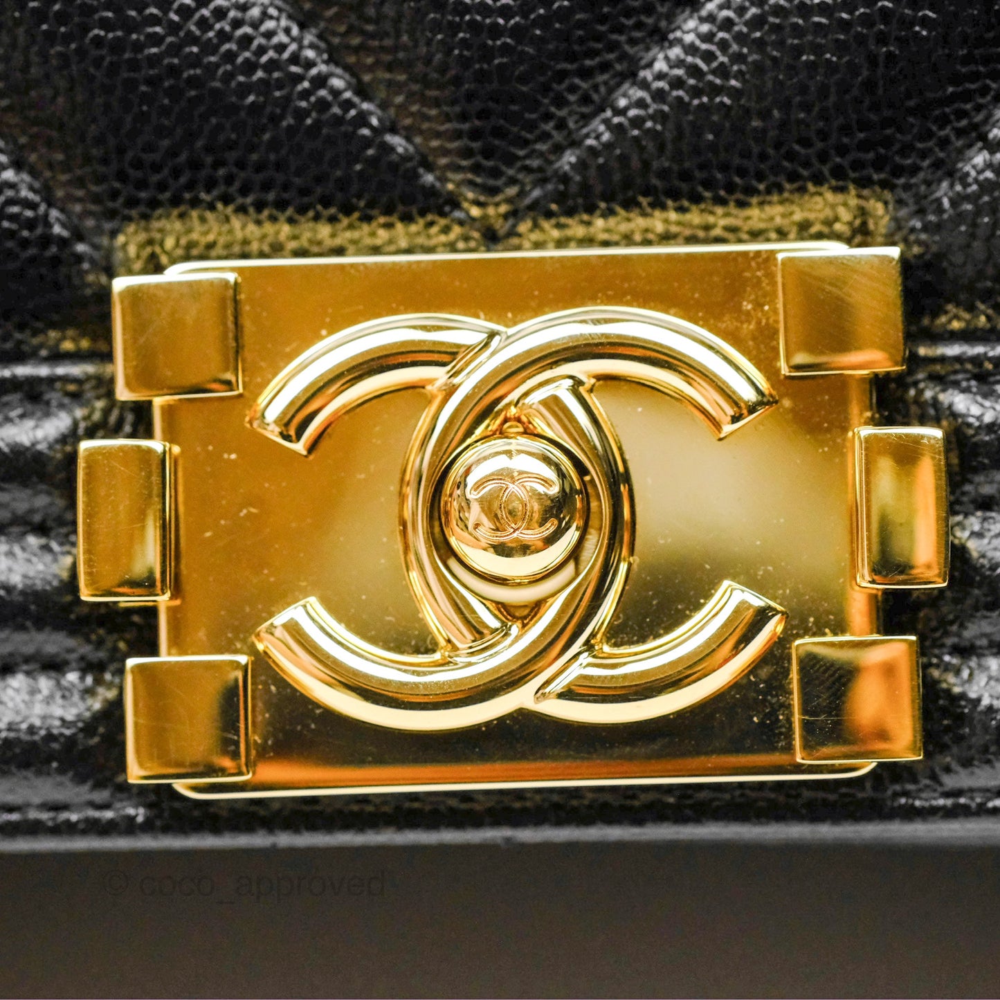 Chanel Medium Boy Chevron Black Caviar Gold Hardware