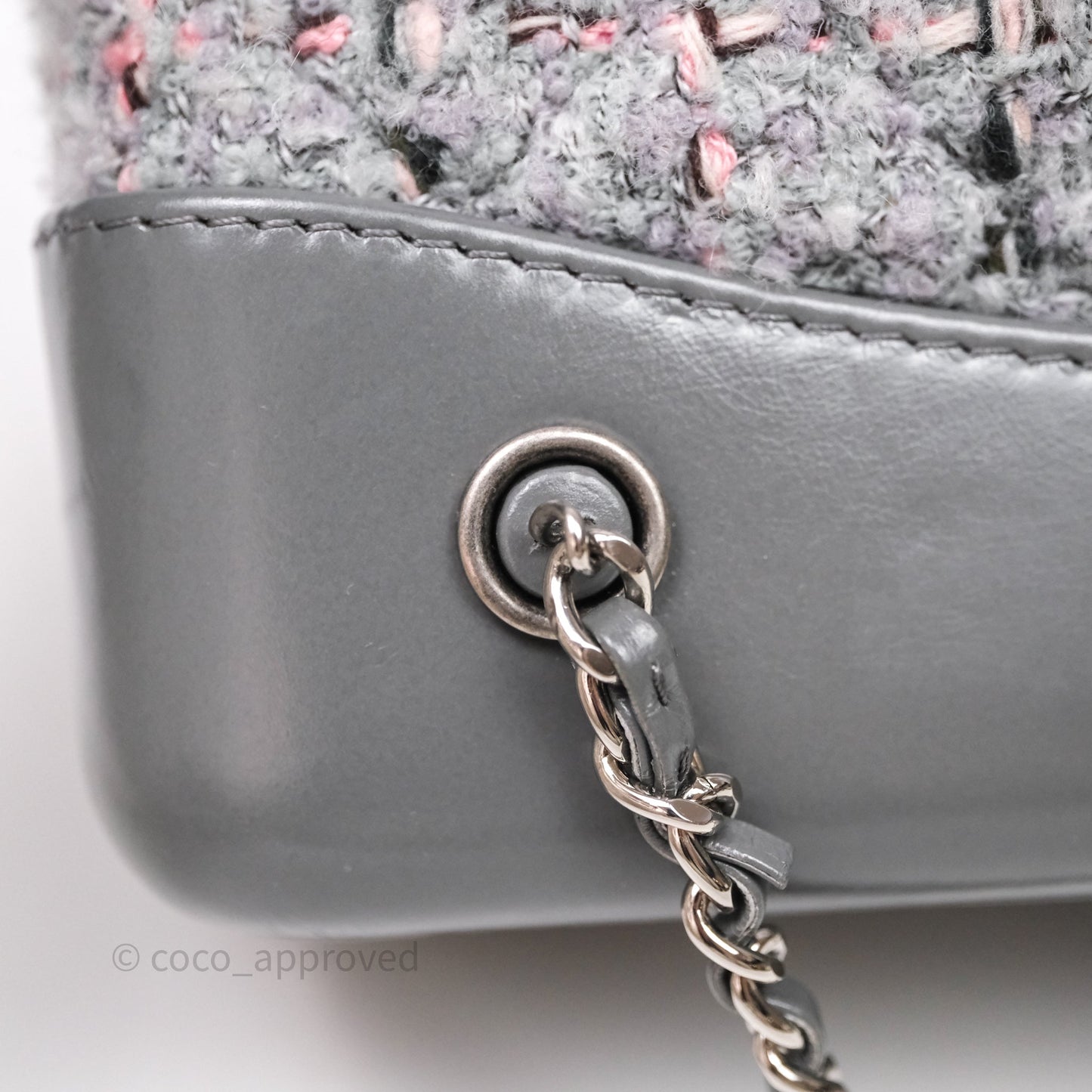Chanel Gabrielle Small Backpack Grey Tweed Aged Calfskin
