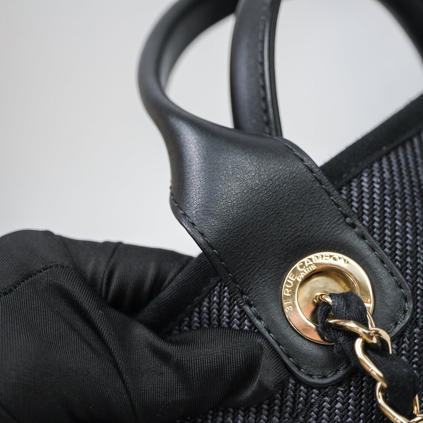 Chanel Large Deauville Charcoal Grey Canvas Light Gold Hardware