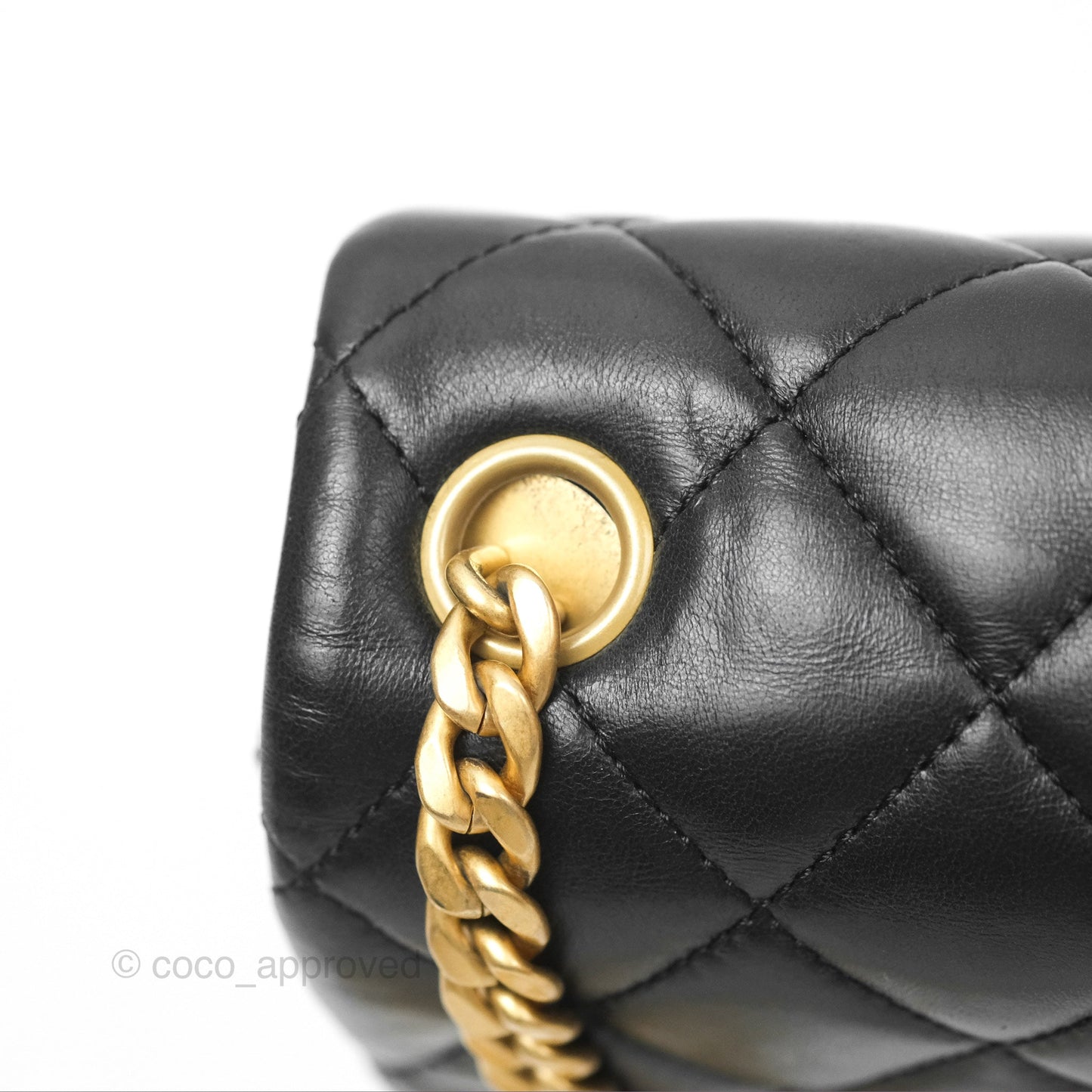 Chanel Flap Bag with Adjustable Strap Black Lambskin Aged Gold Hardware 22K