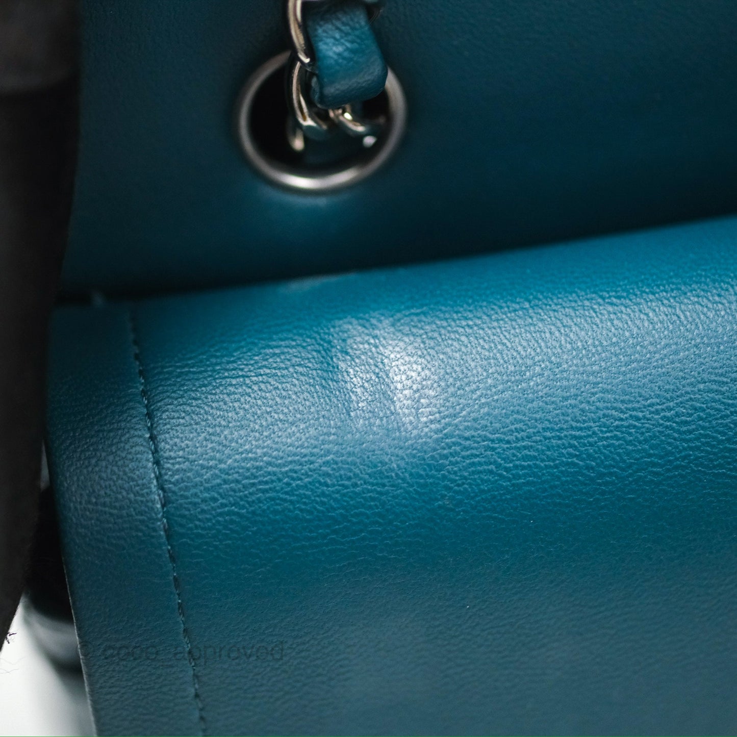 Chanel Classic M/L Medium Flap Quilted Teal Lambskin Silver Hardware