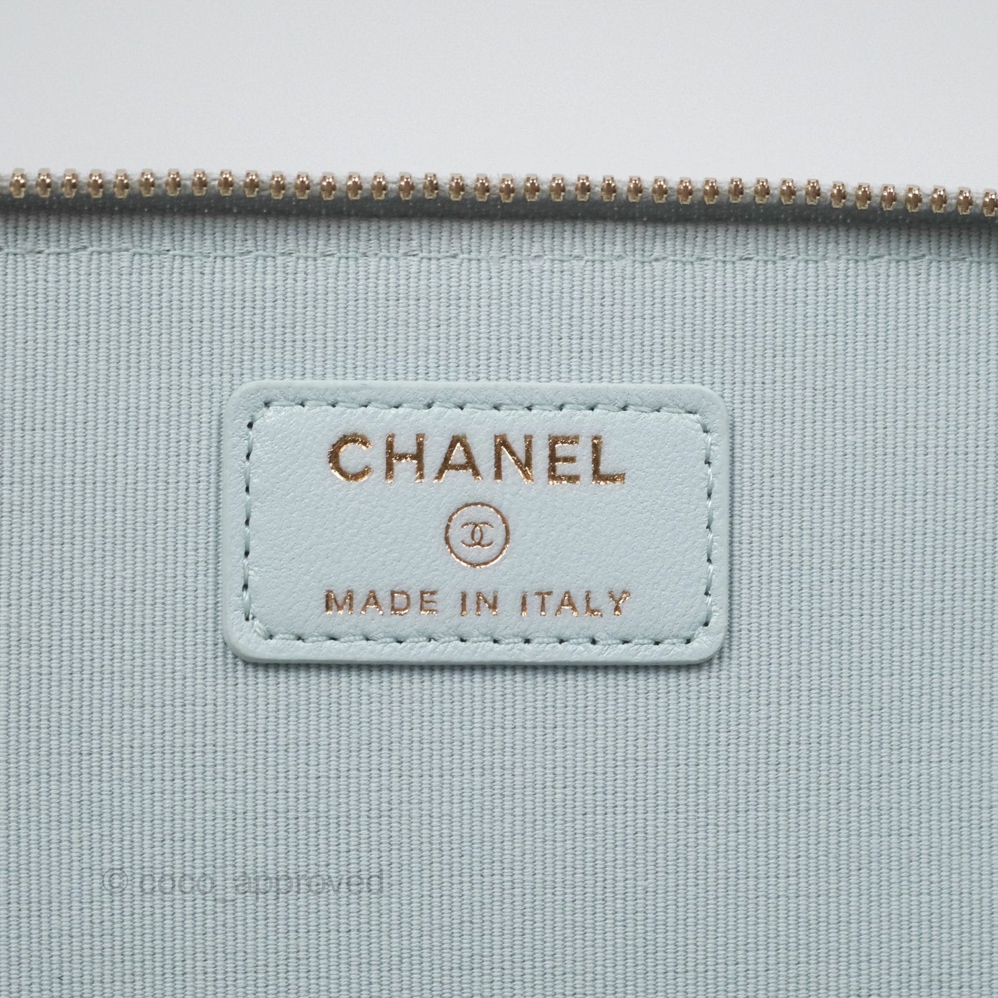 Chanel Vanity Rectangular Top Handle Light Blue Lambskin Gold Hardware