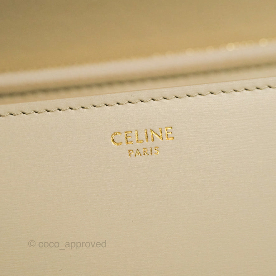 Celine Medium Classic Box Flap Ivory Calfskin