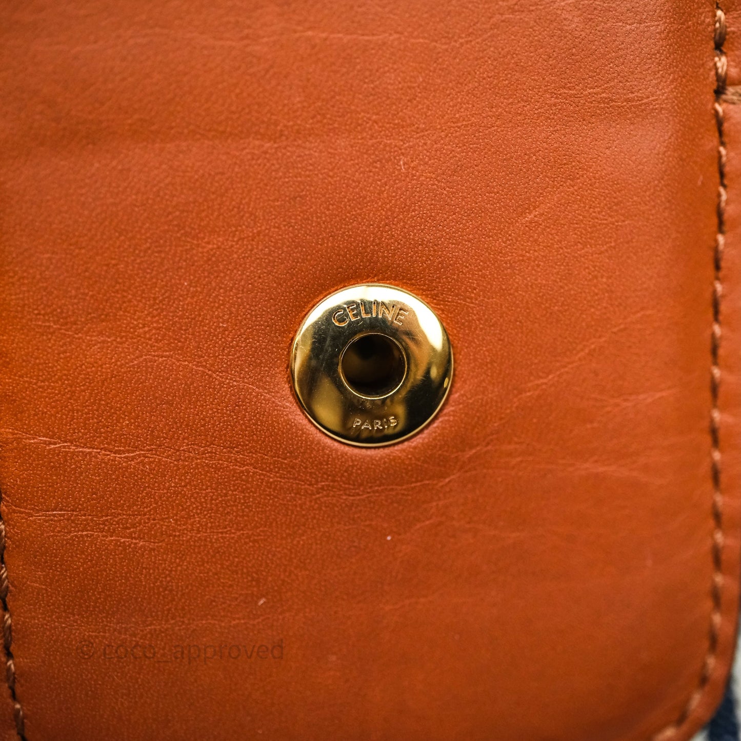 Celine Medium Chain Maillon Triomphe Canvas Tan Calfskin