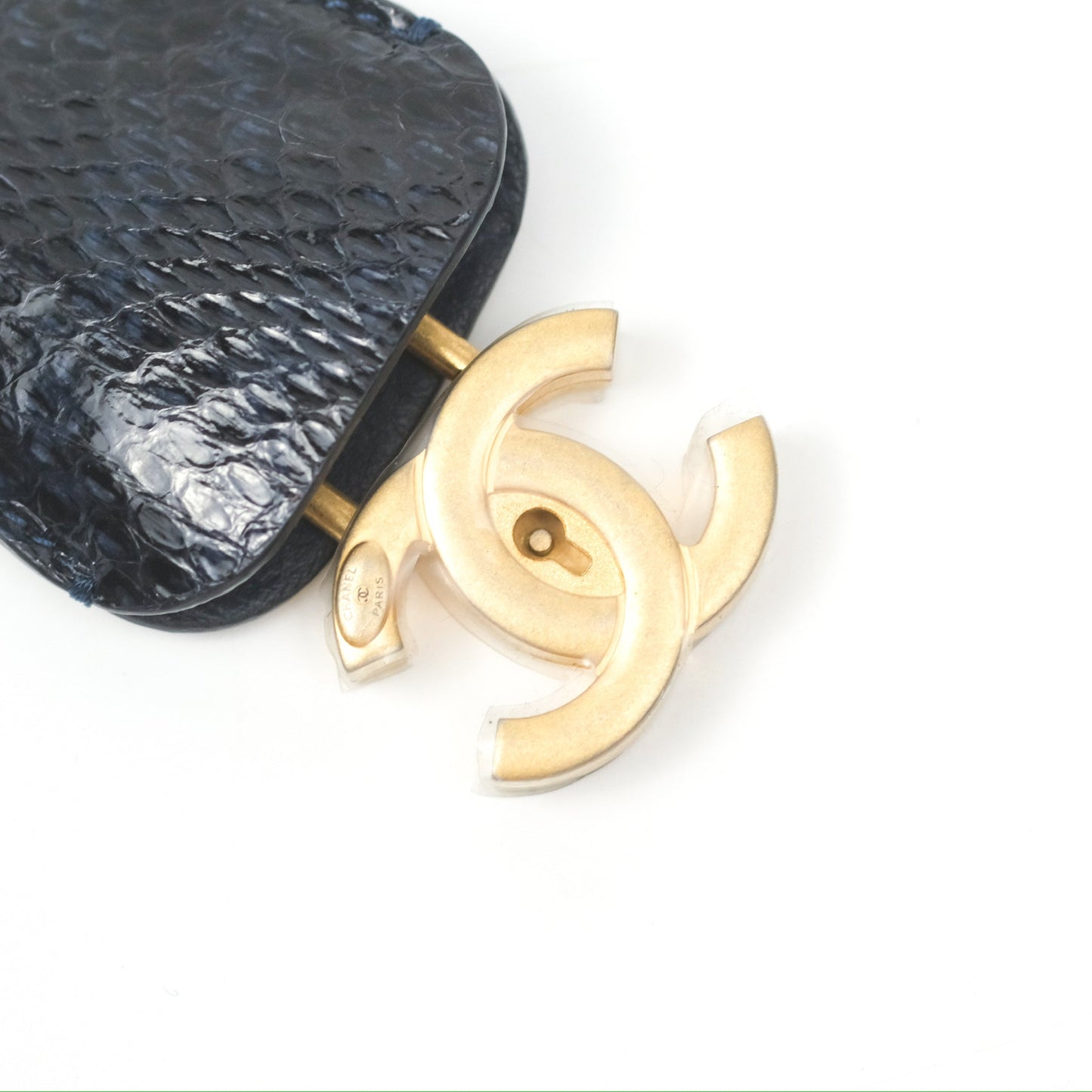 Chanel Quilted Medium CC Filigree Vanity Case Navy Tweed Python