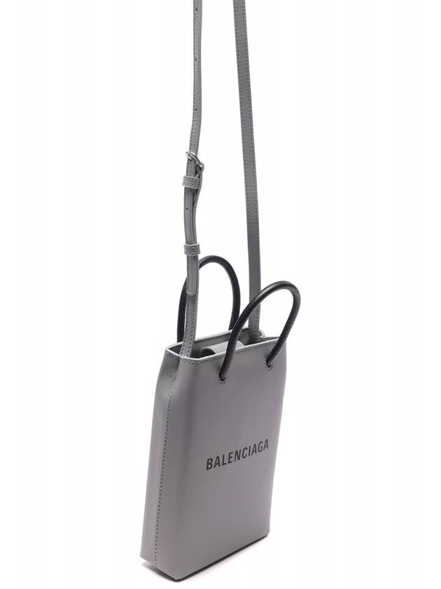 Luxury Balenciaga Logo Print Phone Holder Small Cross Bag Grey