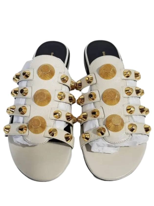 Luxury Balenciaga Stud Strap Slippers White