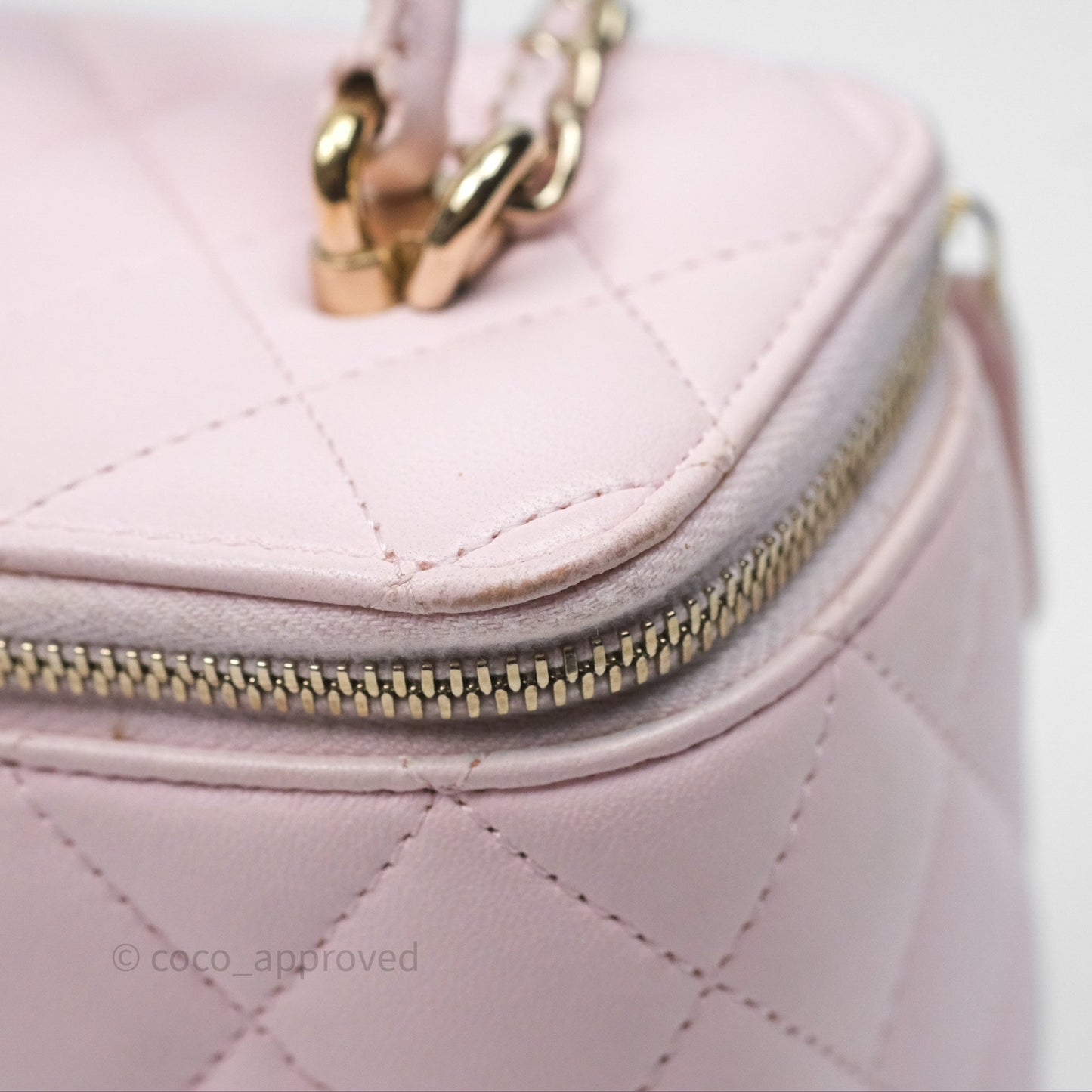 Chanel Vanity Rectangular Top Handle Light Pink Lambskin Gold Hardware