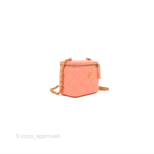 Chanel Mini Pearl Crush Vanity With Chain Orange Clair Gold Hardware