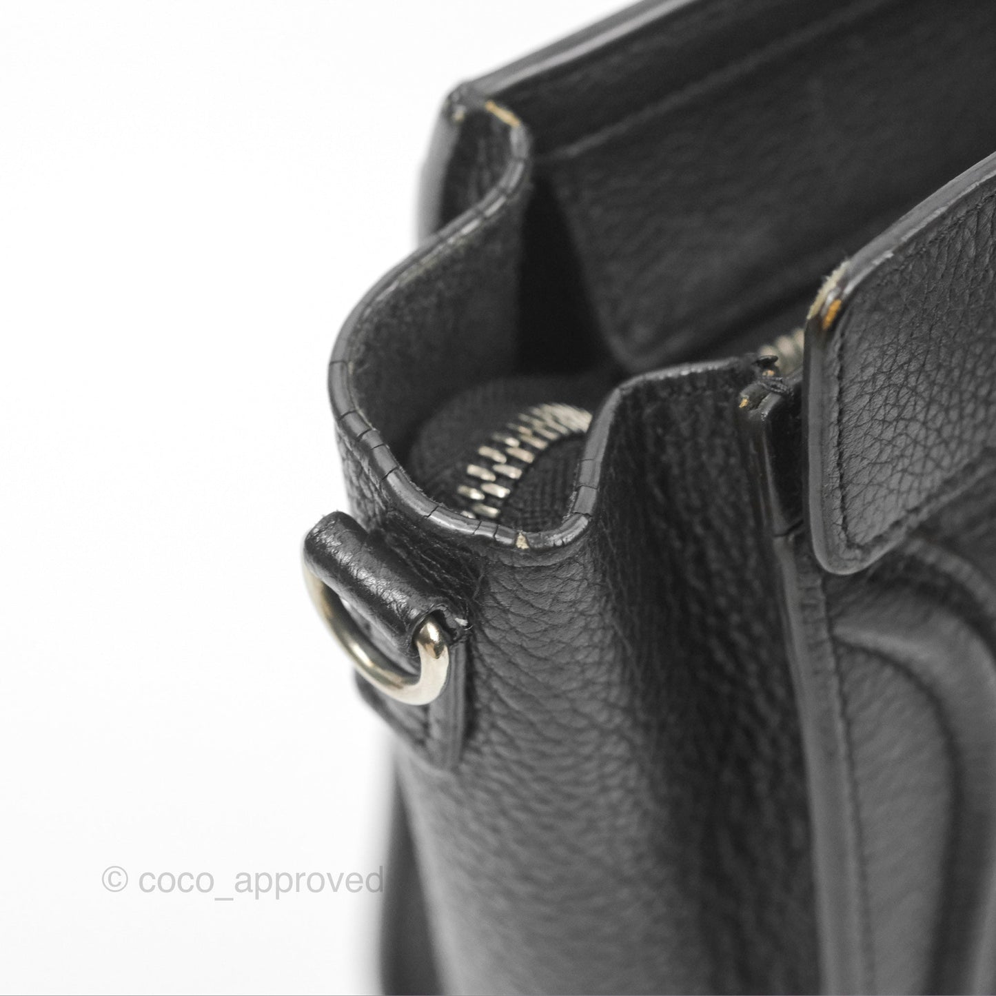 Celine Nano Luggage Bag Black Drummed Calfskin