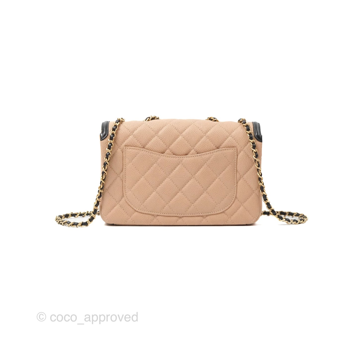 Chanel Quilted Small CC Filigree Flap Beige Black Caviar