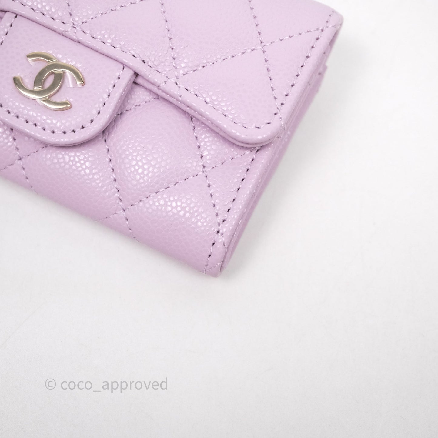 Chanel Quilted Flap Card Holder Purple Caviar Gold Hardware