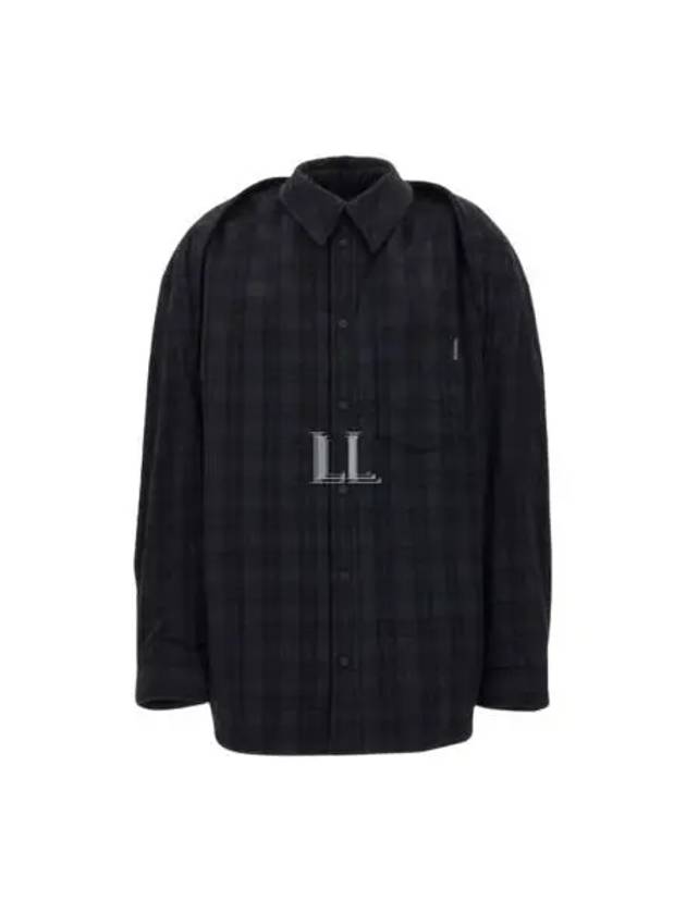 Luxury Balenciaga Checked Pattern Long Sleeve Shirt Grey
