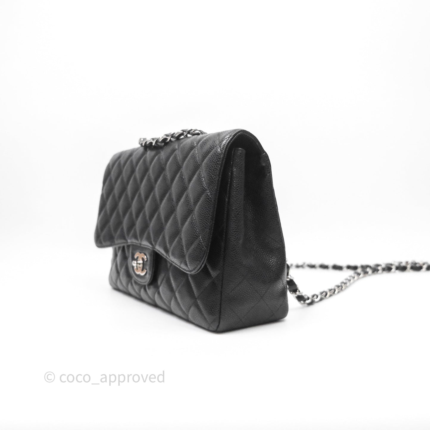 Chanel Jumbo Single Flap Black Caviar Silver Hardware