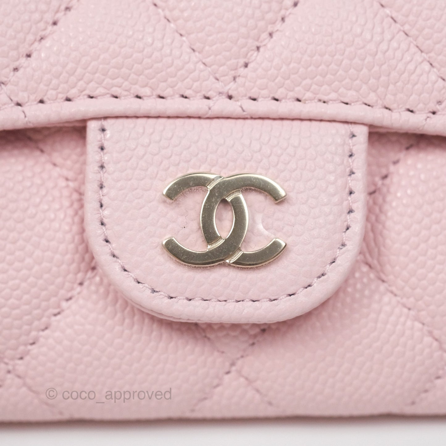 Chanel Quilted Flap Card Holder Caviar Pink Gold Hardware