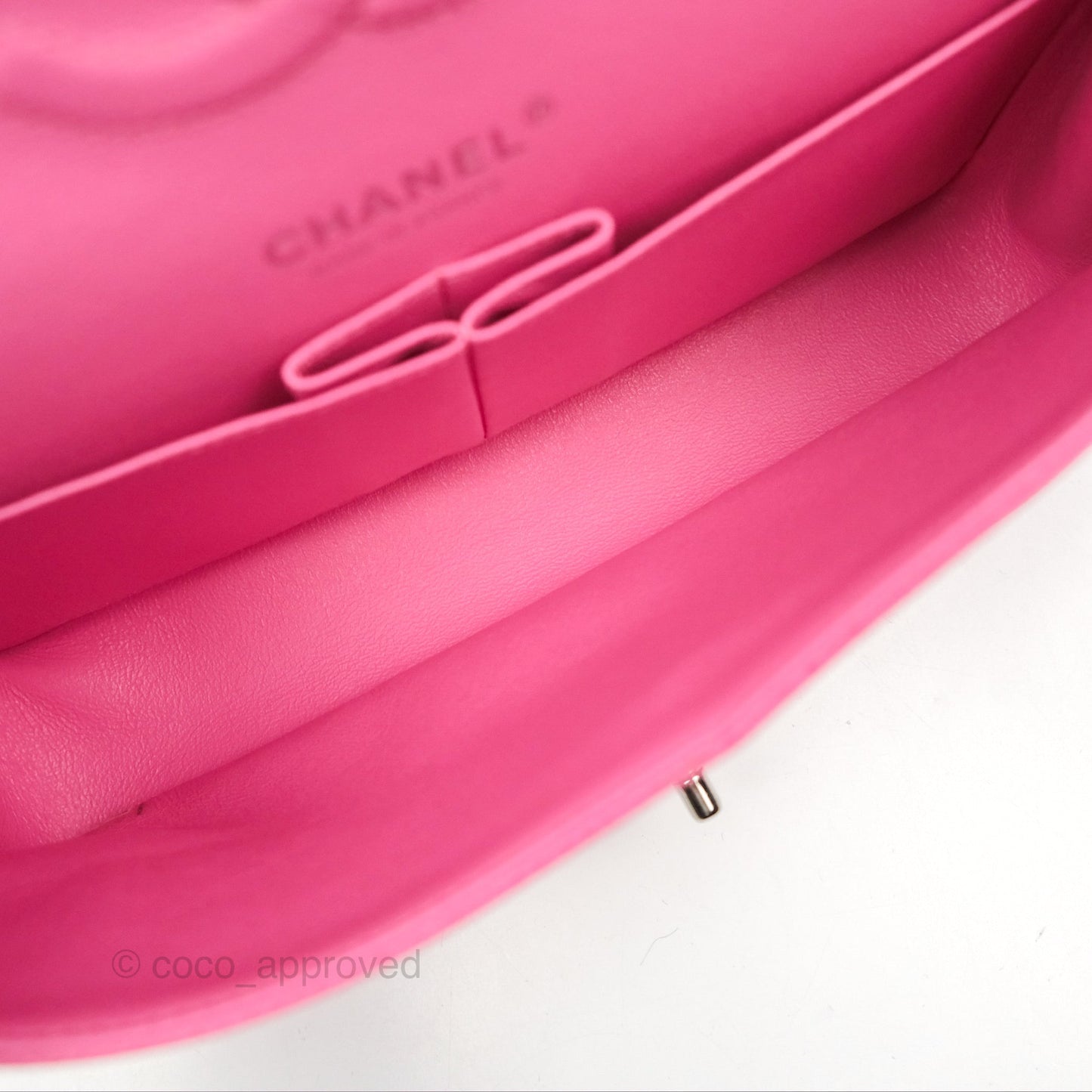 Chanel Medium Classic Flap Chevron Pink Caviar Silver Hardware